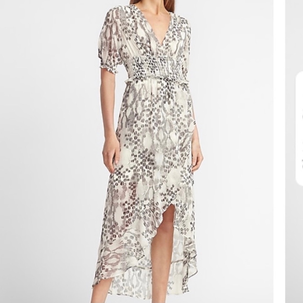NWT - Animal print smocked waist midi dress